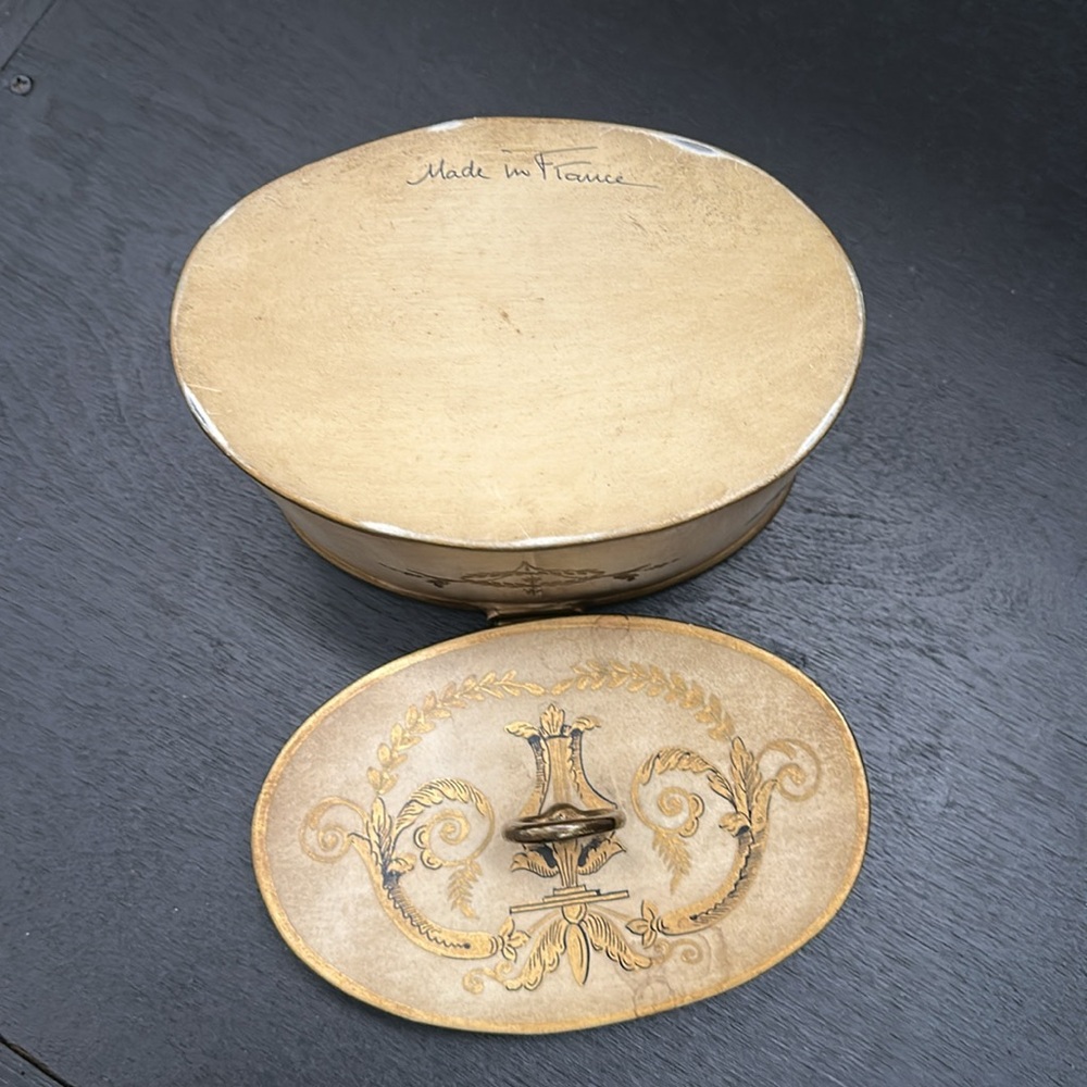 Vintage Gold and Brown Decorative Box Made in France - Picture 3 of 6